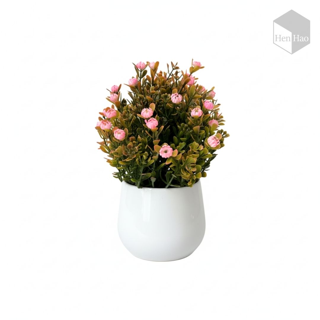 Planta decorativa artificial con flores