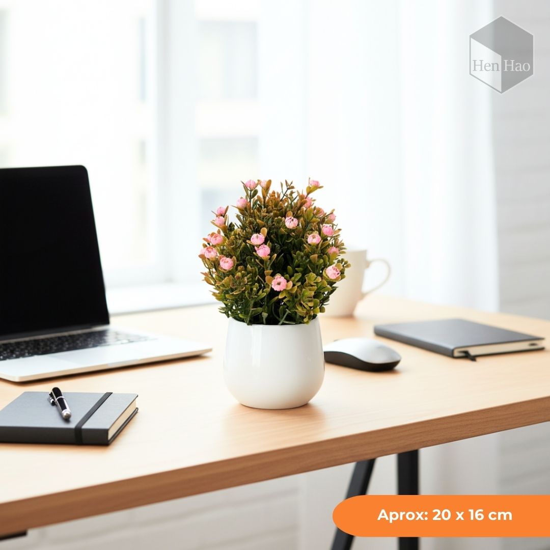 Planta decorativa artificial con flores