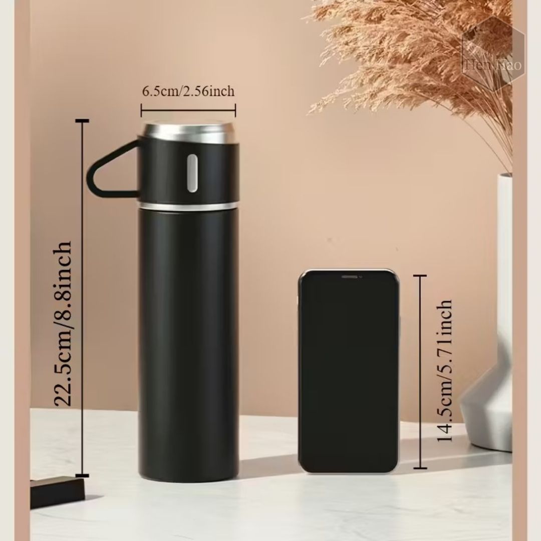 Set termo de acero inoxidable 500 ml con 2 tazas