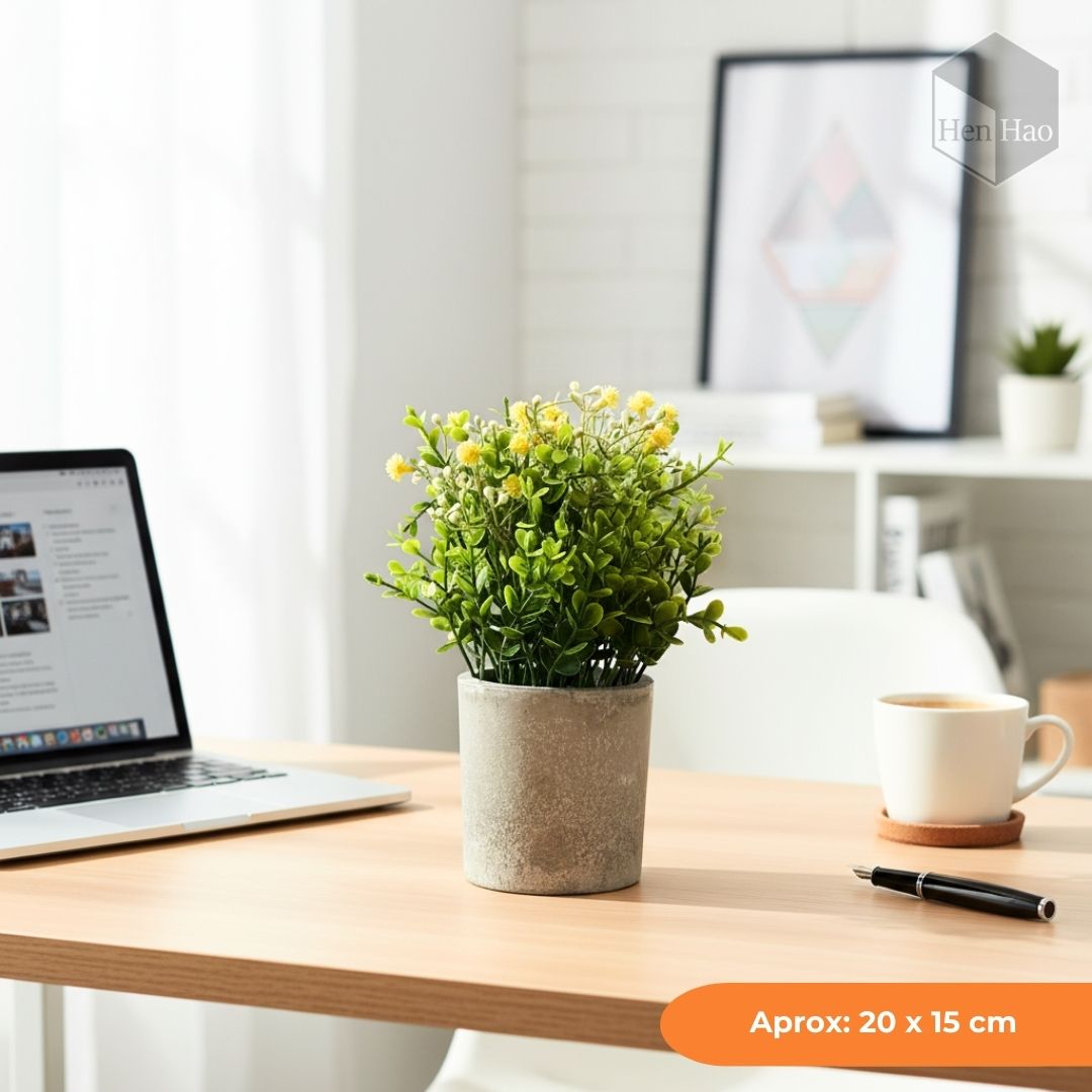Planta decorativa artificial con mini flores