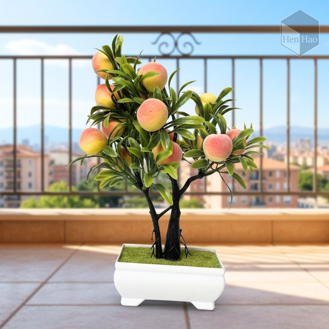 Árbol decorativo artificial con duraznos