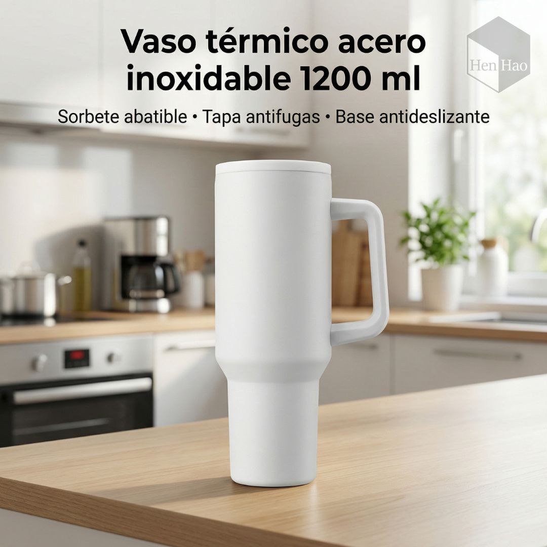 Vaso térmico de acero inoxidable 1200 ml con tapa hermética