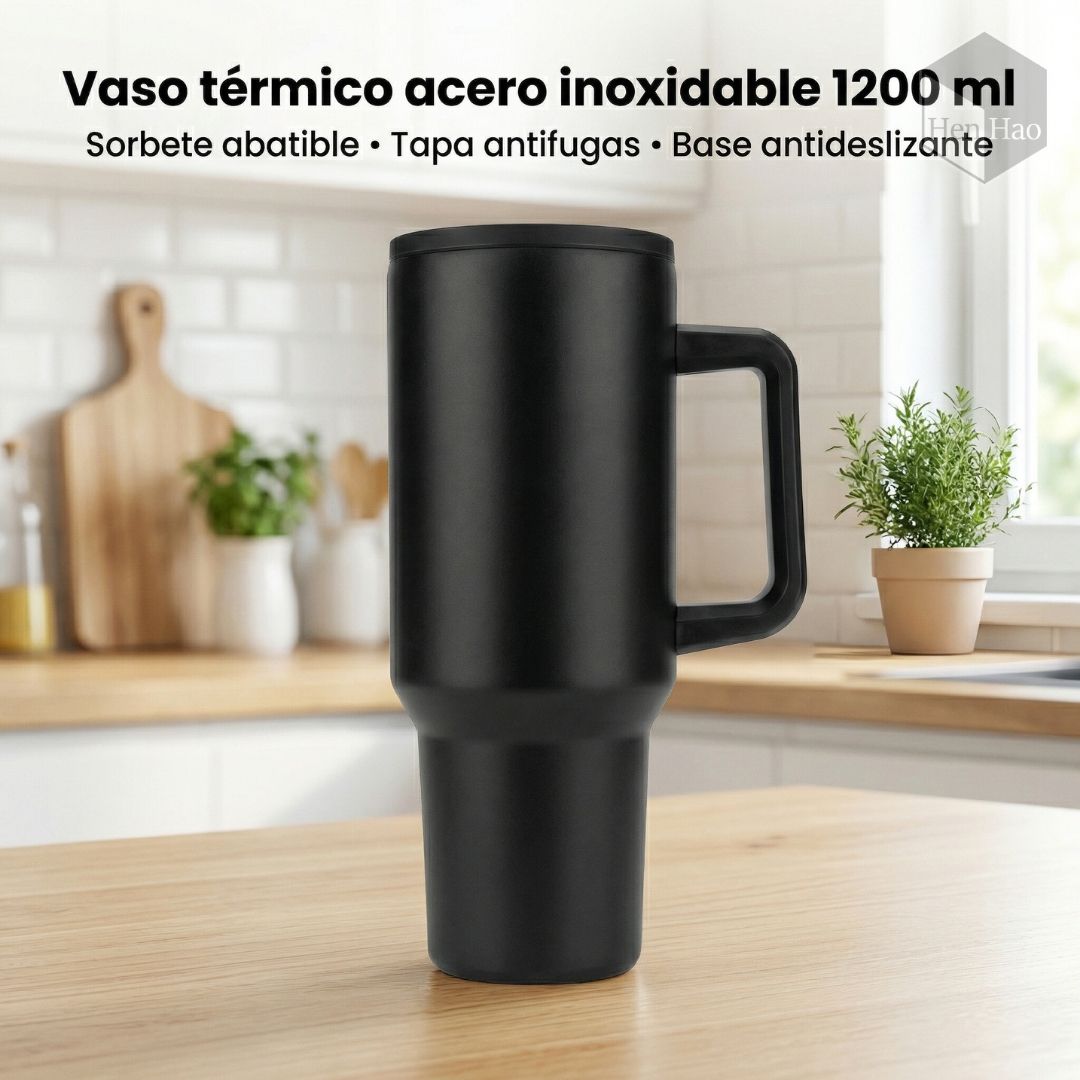 Vaso térmico de acero inoxidable 1200 ml con tapa hermética