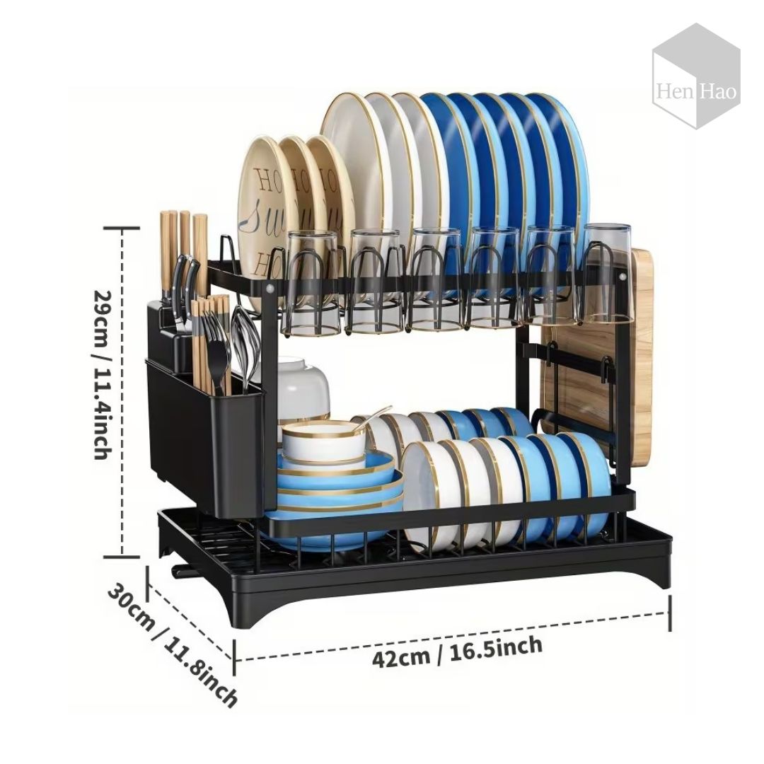 Escurridor de platos metálico de 2 niveles