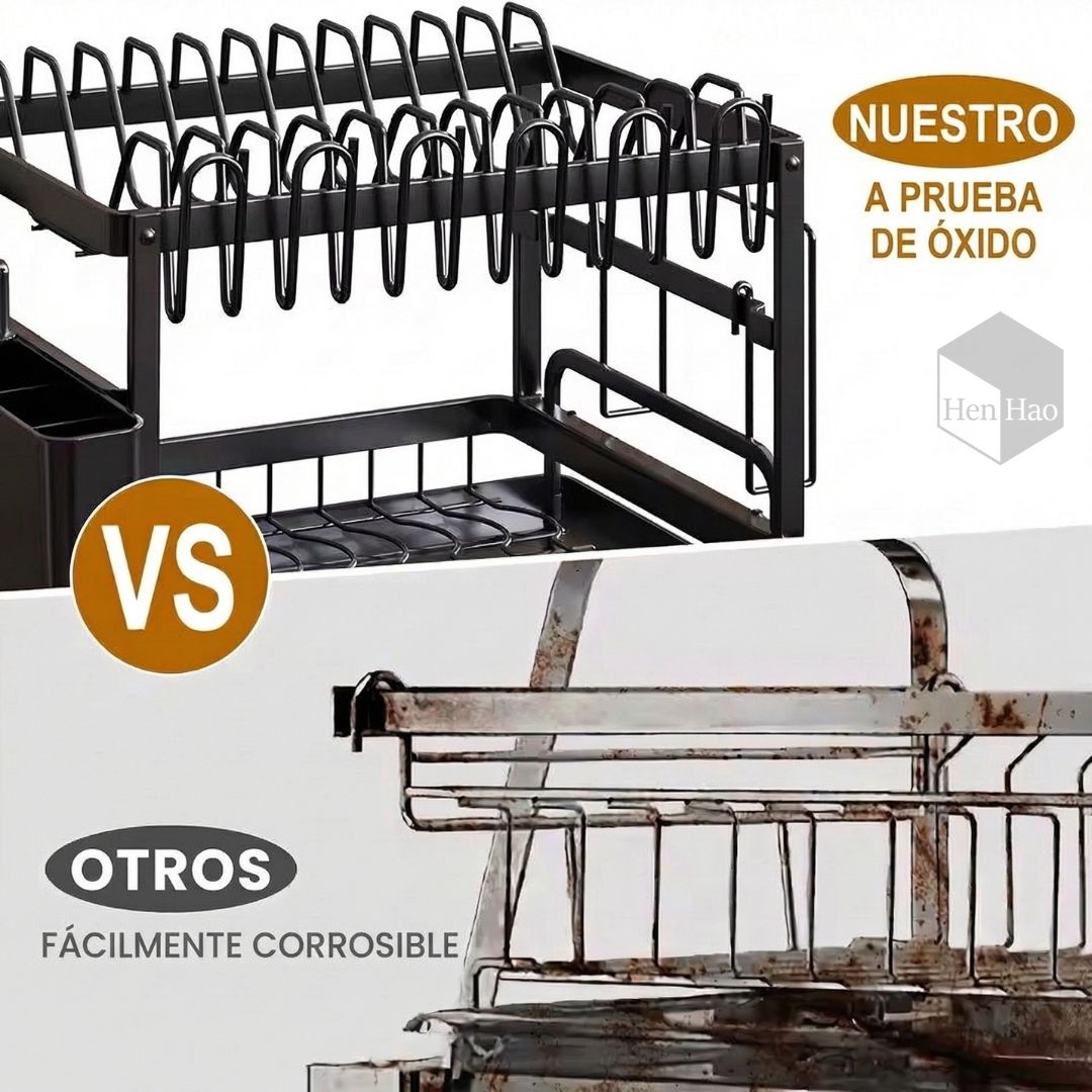 Escurridor de platos metálico de 2 niveles