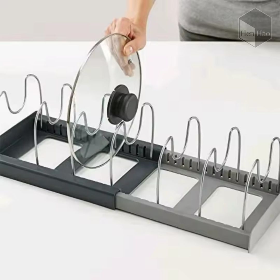 Organizador ajustable para ollas, tapas y sartenes