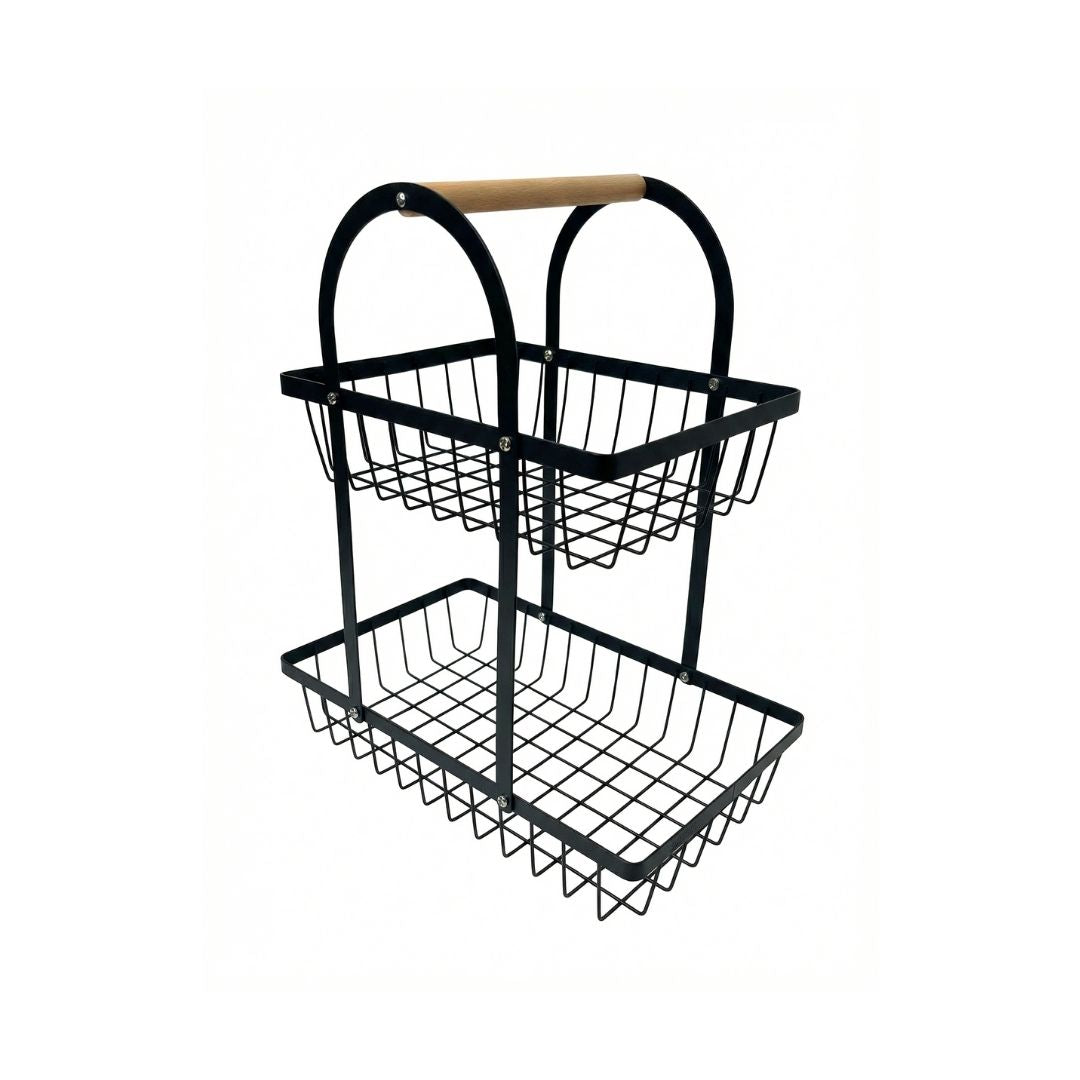 Canasta organizadora de frutas y verduras de dos niveles