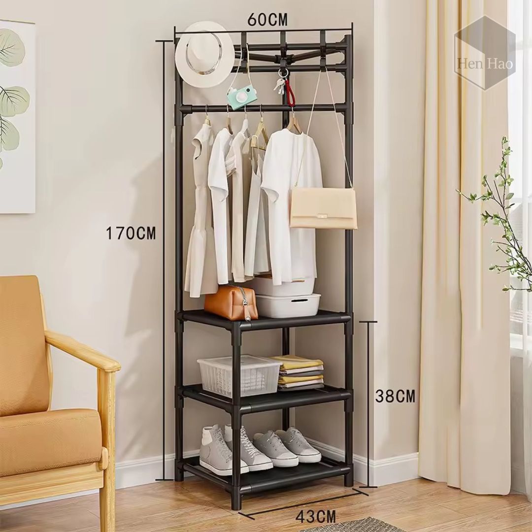 Perchero organizador de 3 niveles con barra superior