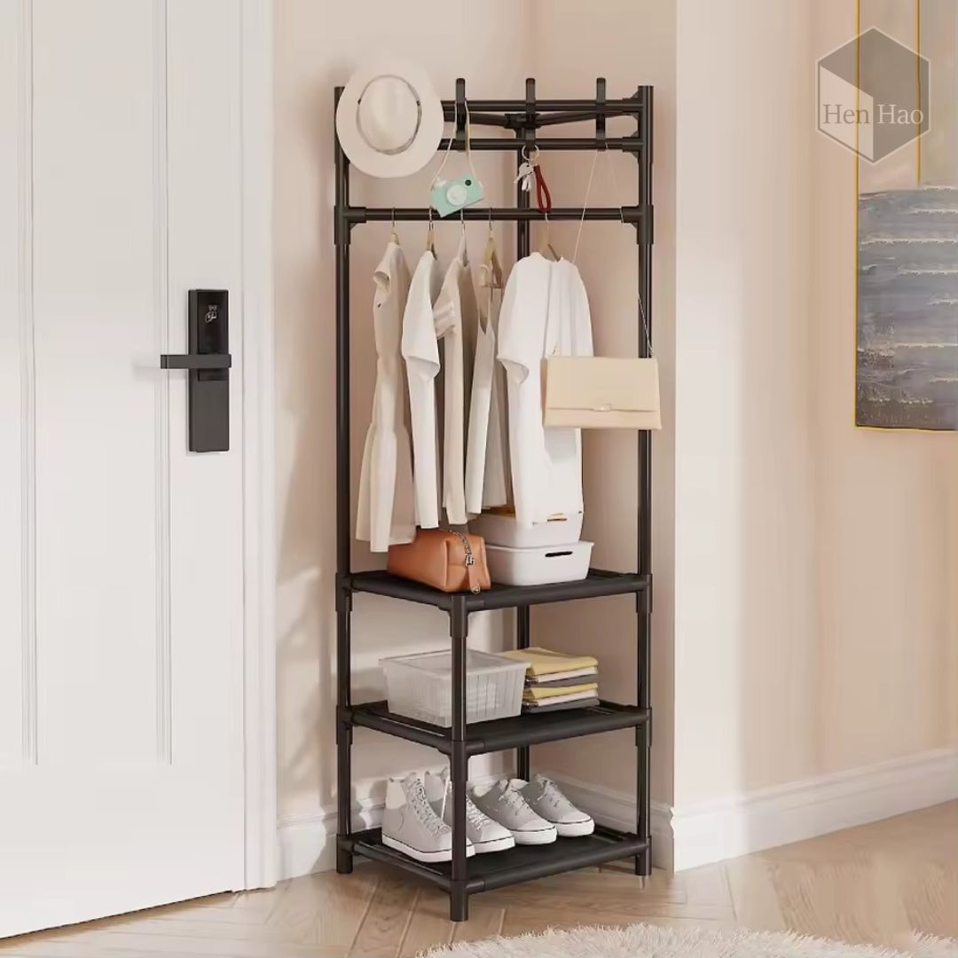Perchero organizador de 3 niveles con barra superior