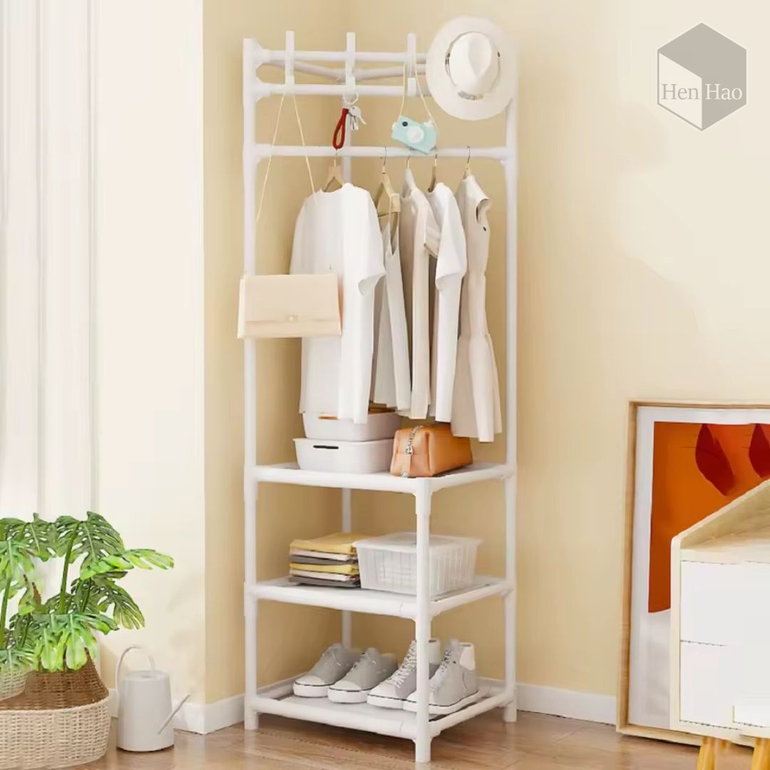 Perchero organizador de 3 niveles con barra superior