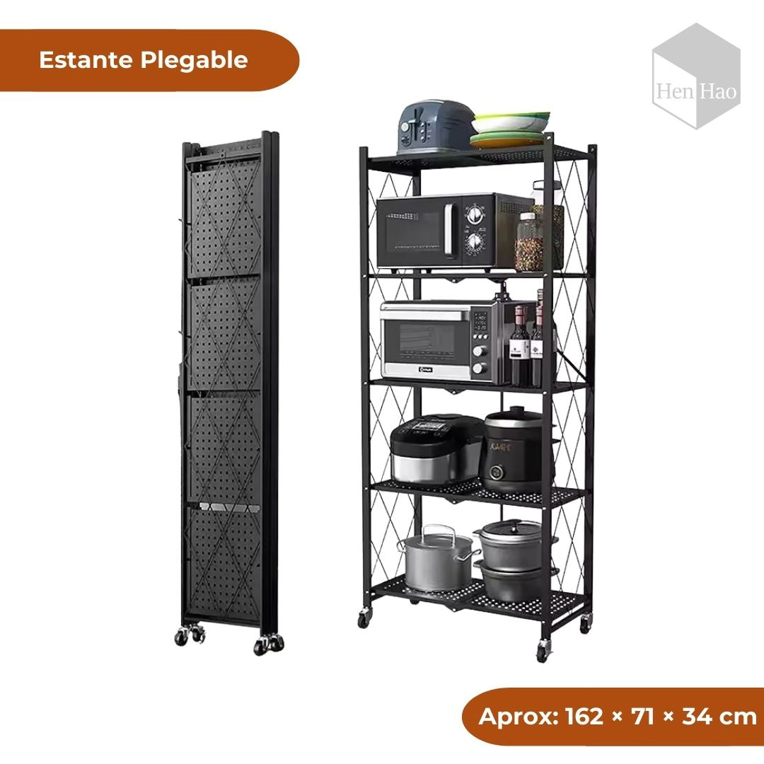 Estante metálico plegable de 5 niveles