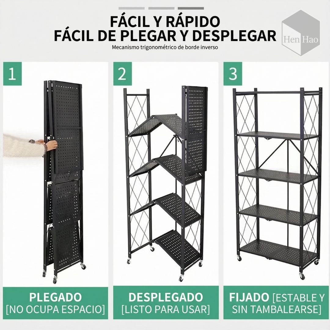 Estante metálico plegable de 5 niveles