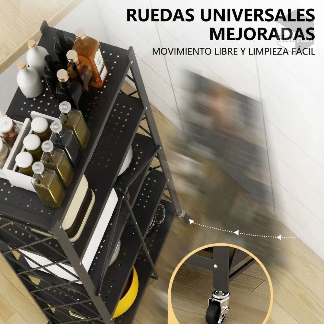 Estante metálico plegable de 5 niveles