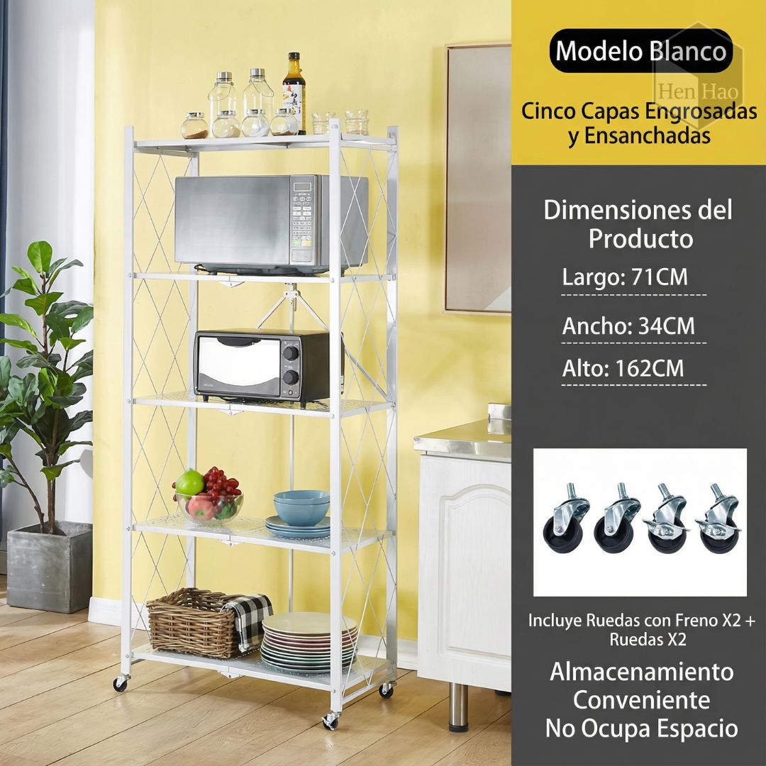 Estante metálico plegable de 5 niveles