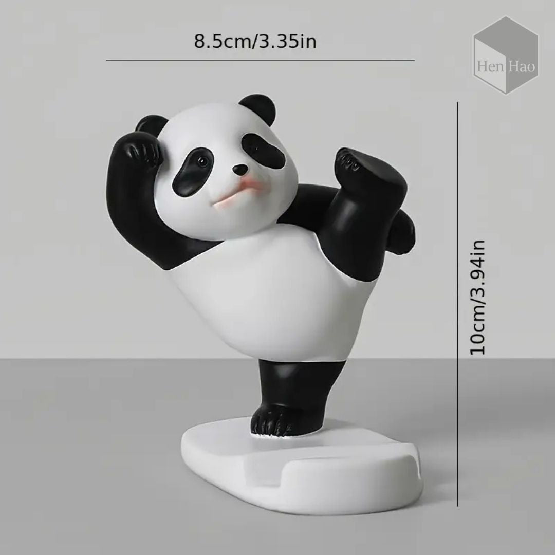 Figura decorativa de panda kung-fu con soporte