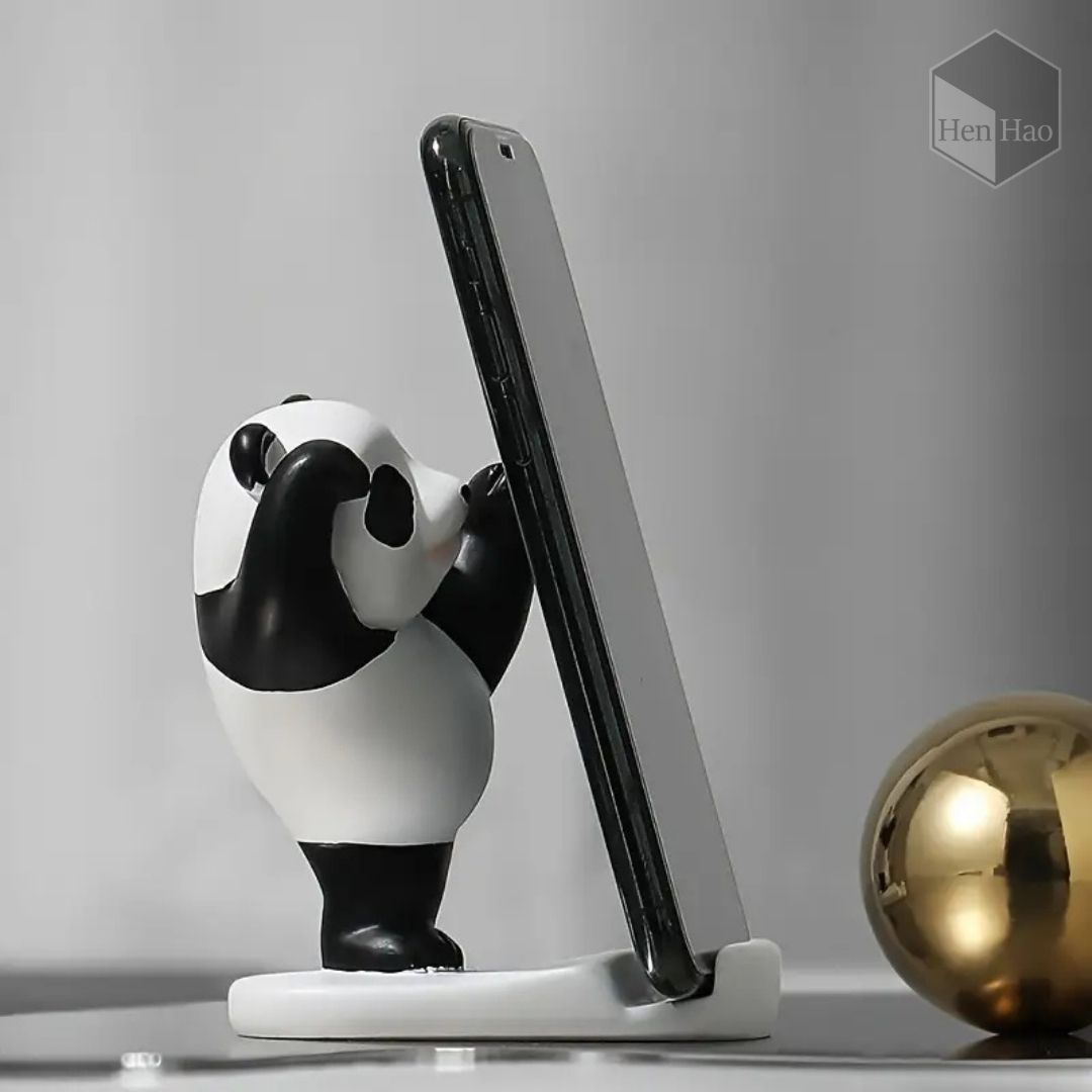 Figura decorativa de panda kung-fu con soporte