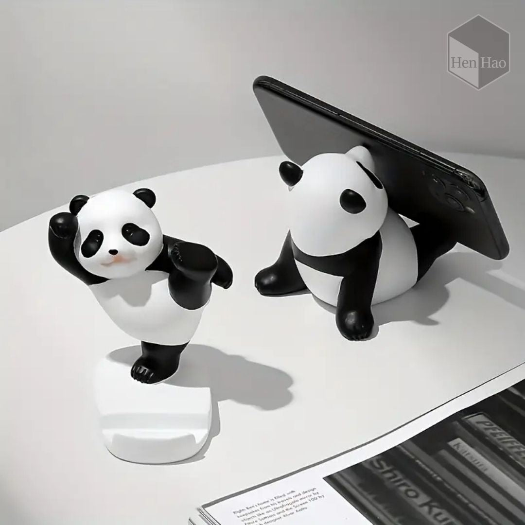 Figura decorativa de panda kung-fu con soporte