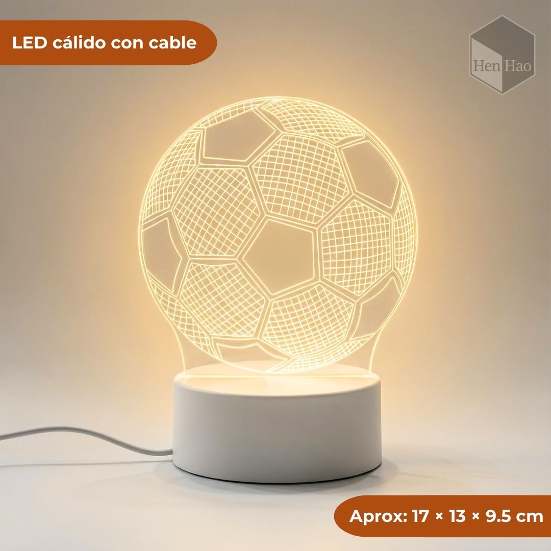 Lámpara nocturna 3D LED cálida con diseño de balón de fútbol