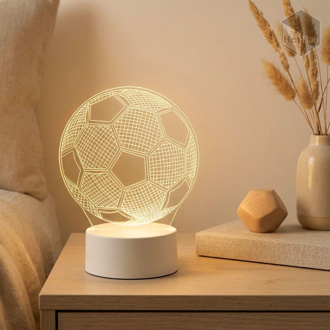 Lámpara nocturna 3D LED cálida con diseño de balón de fútbol