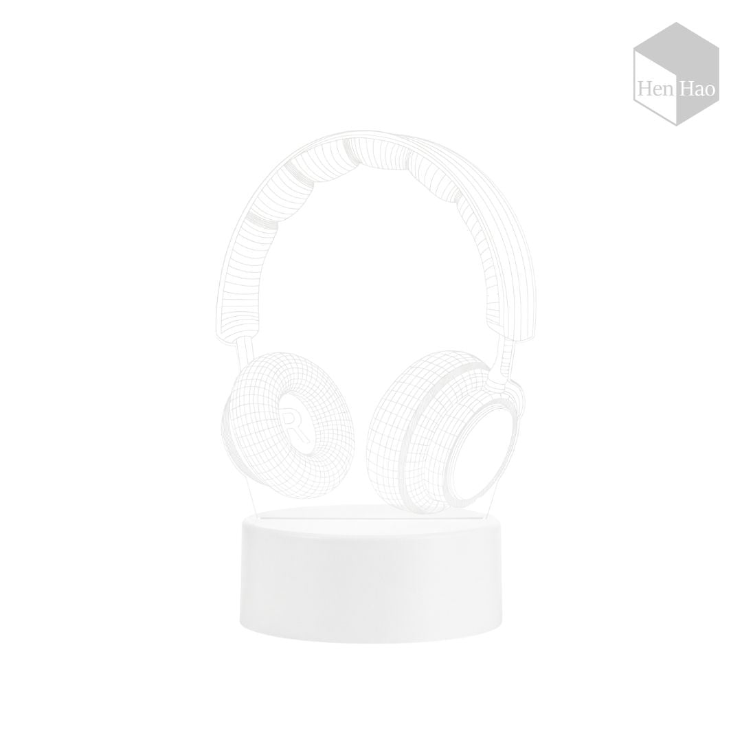 Lámpara nocturna 3D LED con diseño de audífonos
