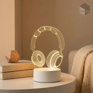 Lámpara nocturna 3D LED con diseño de audífonos