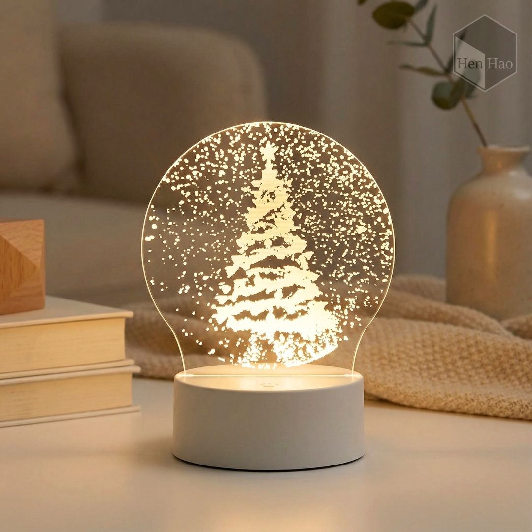 Lámpara nocturna 3D LED cálida con diseño de árbol de Navidad