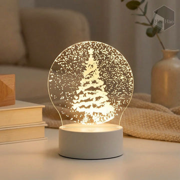 Lámpara nocturna 3D LED cálida con diseño de árbol de Navidad