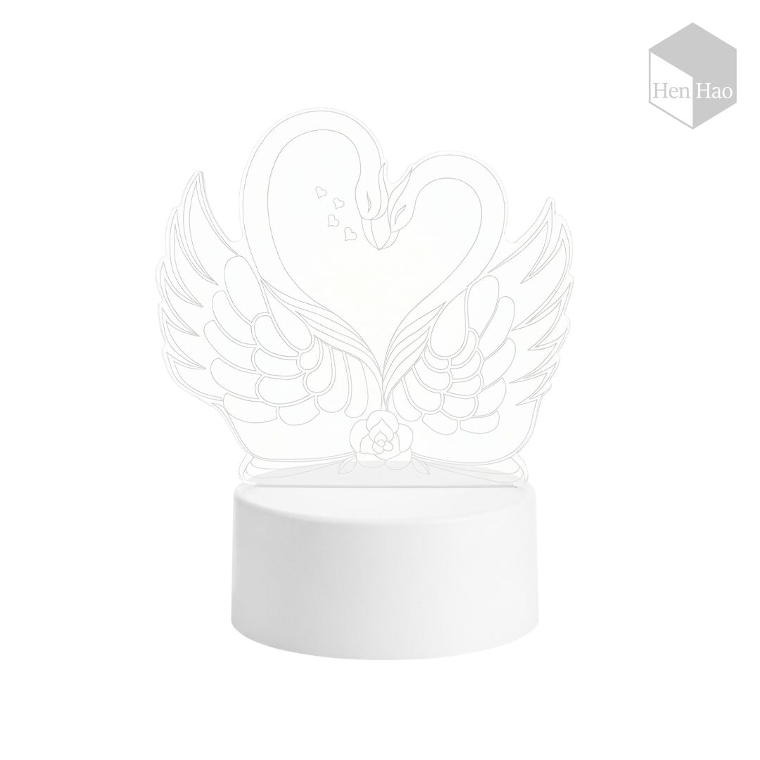 Lámpara nocturna 3D LED cálida con diseño de cisnes
