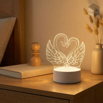 Lámpara nocturna 3D LED cálida con diseño de cisnes