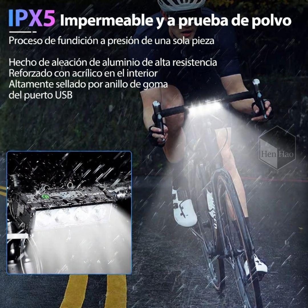 Luz frontal para bicicleta recargable USB de 3000 lúmenes