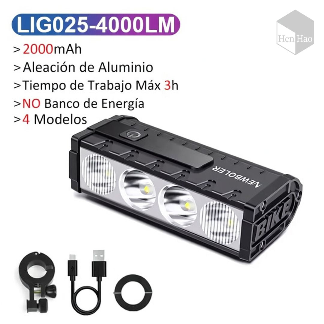 Luz frontal para bicicleta recargable USB de 3000 lúmenes