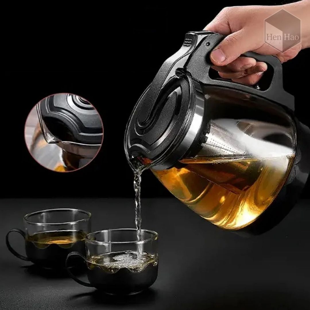 Juego de tetera y tazas de vidrio