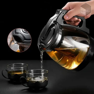 Juego de tetera y tazas de vidrio