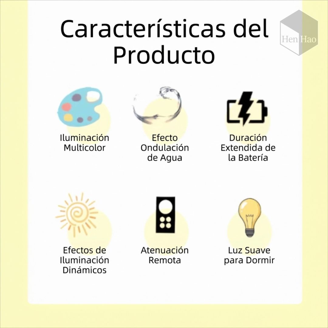 Lámpara LED ambiental ondulada con proyección de agua