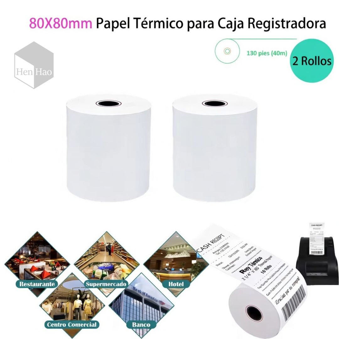 2 Rollo de papel térmico para impresora POS
