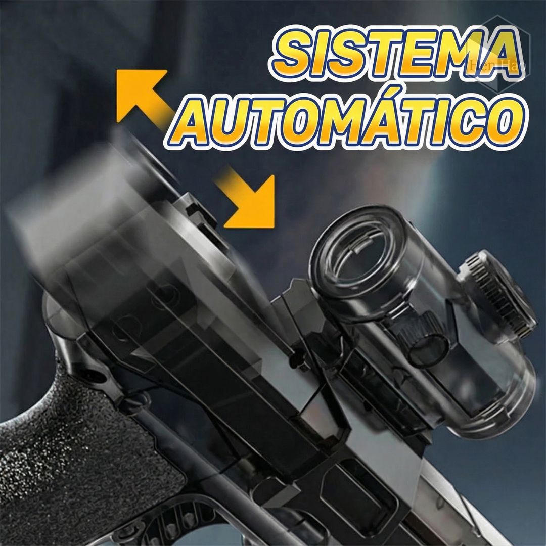 Pistola de agua eléctrica con luz LED y batería recargable