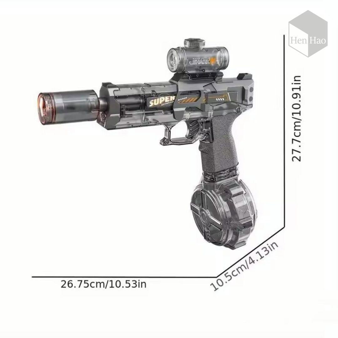 Pistola de agua eléctrica con luz LED y batería recargable