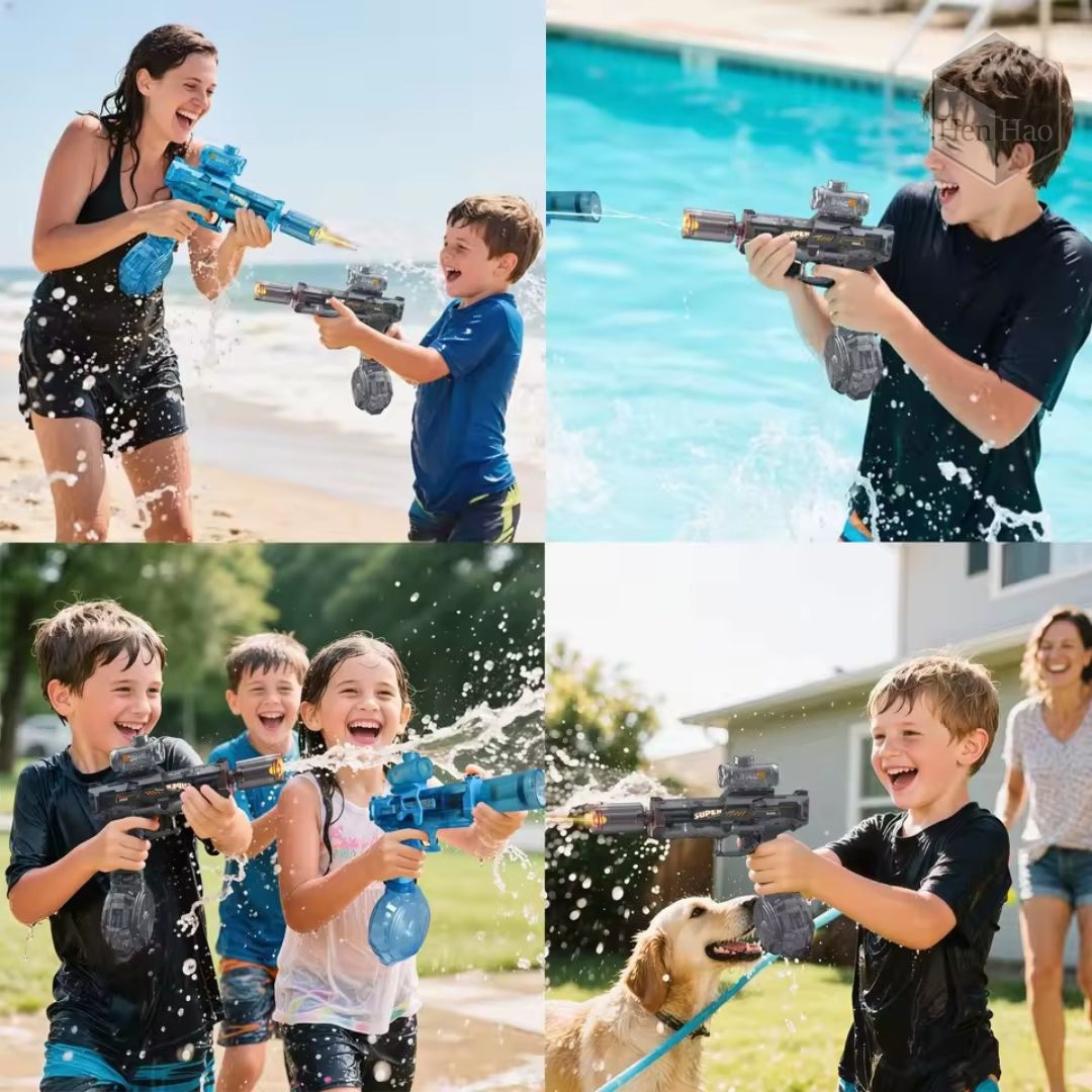 Pistola de agua eléctrica con luz LED y batería recargable