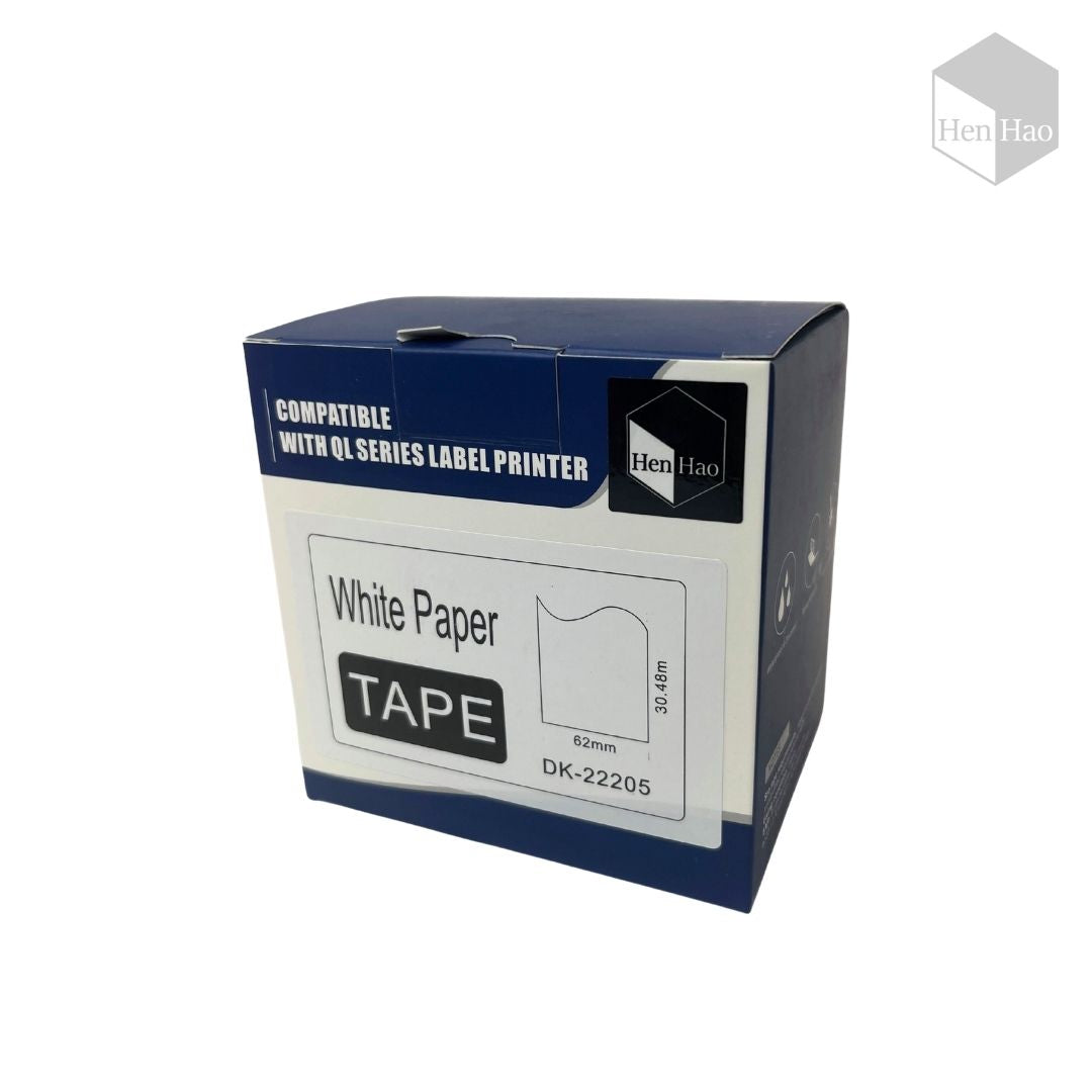 Cinta de papel blanco térmico continuo 62 mm × 30.48 m DK-22205