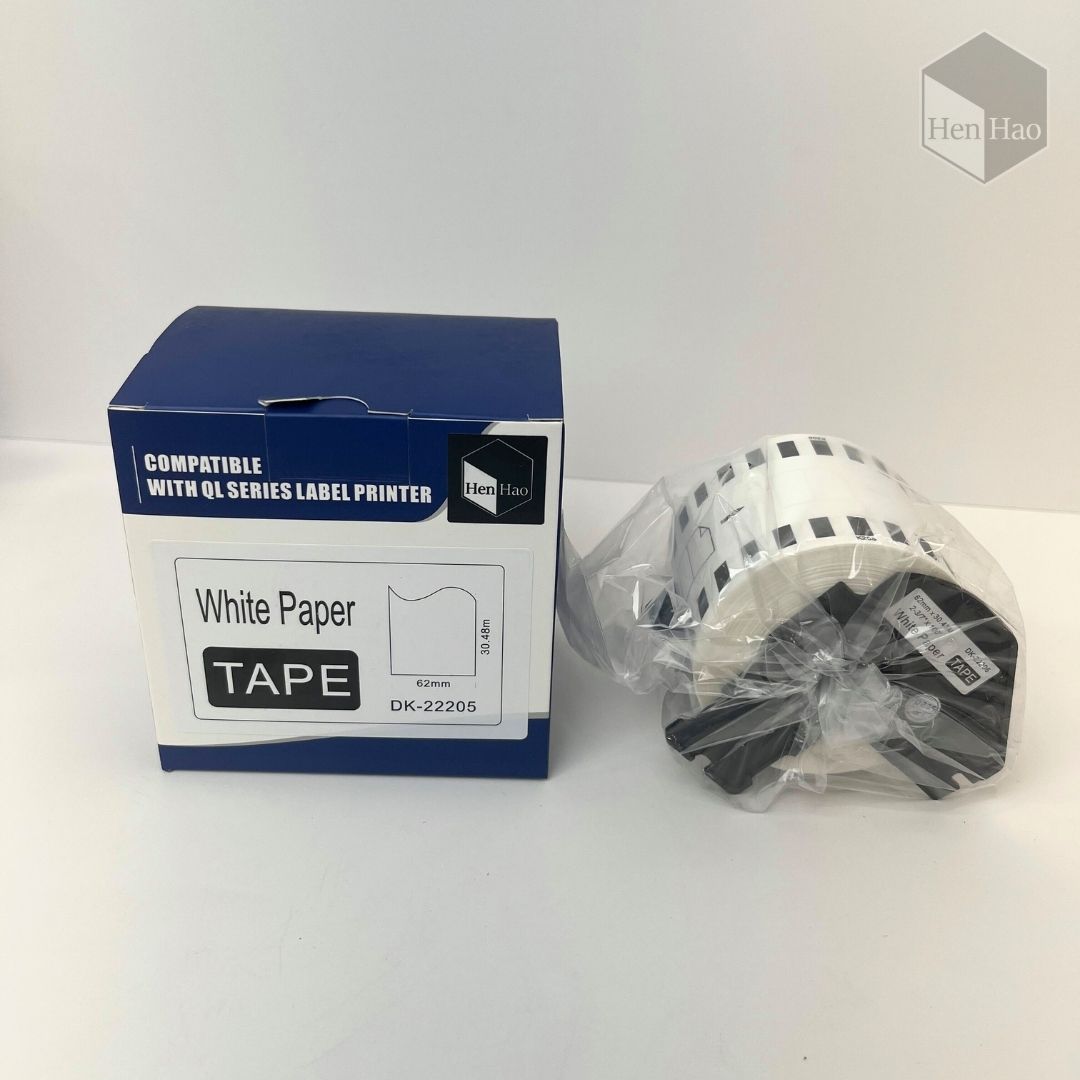 Cinta de papel blanco térmico continuo 62 mm × 30.48 m DK-22205