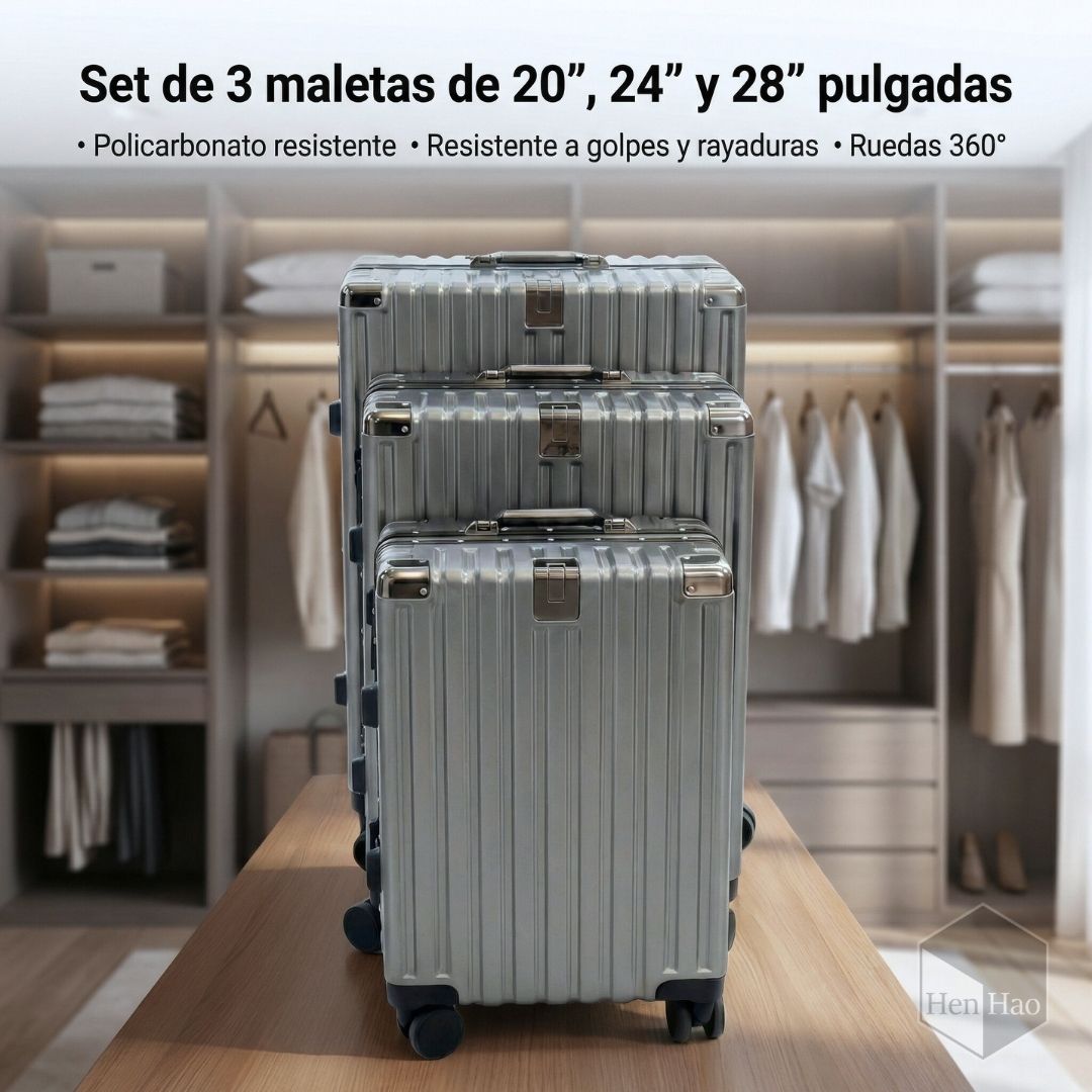 Set de 3 maletas rígidas de viaje con ruedas 360°