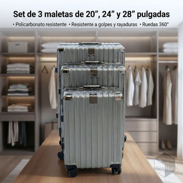 Set de 3 maletas rígidas de viaje con ruedas 360°