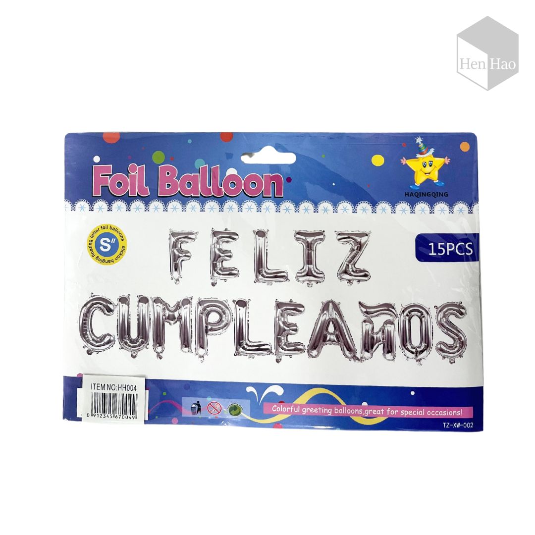Set de globos metálicos “Feliz Cumpleaños” 15 piezas