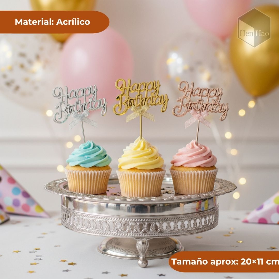 Cake topper acrílico “Happy Birthday”