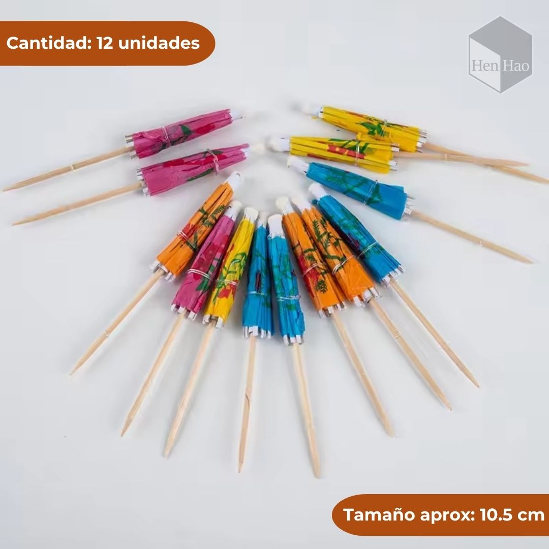 Set de 12 sombrillitas decorativas