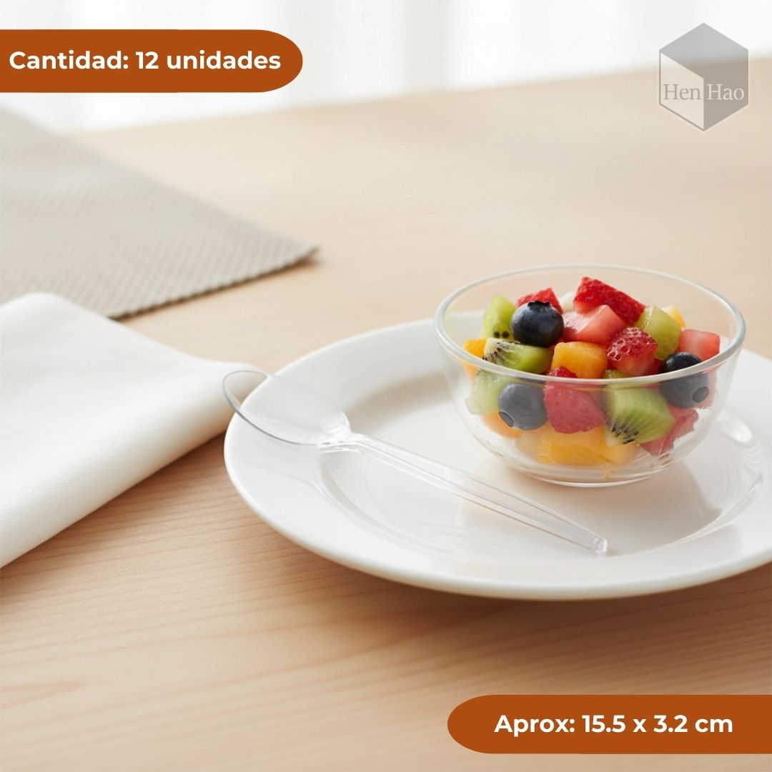 Set de 12 cucharas acrílicas transparentes