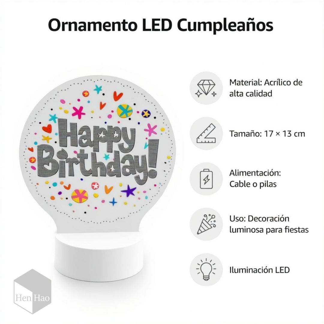 Lámpara LED decorativa de cumpleaños