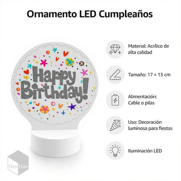 Lámpara LED decorativa de cumpleaños
