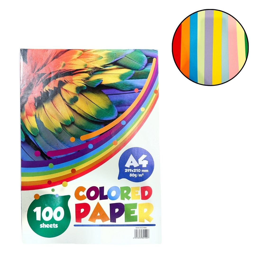 Set de Papel de Colores A4 – 100 hojas surtidas