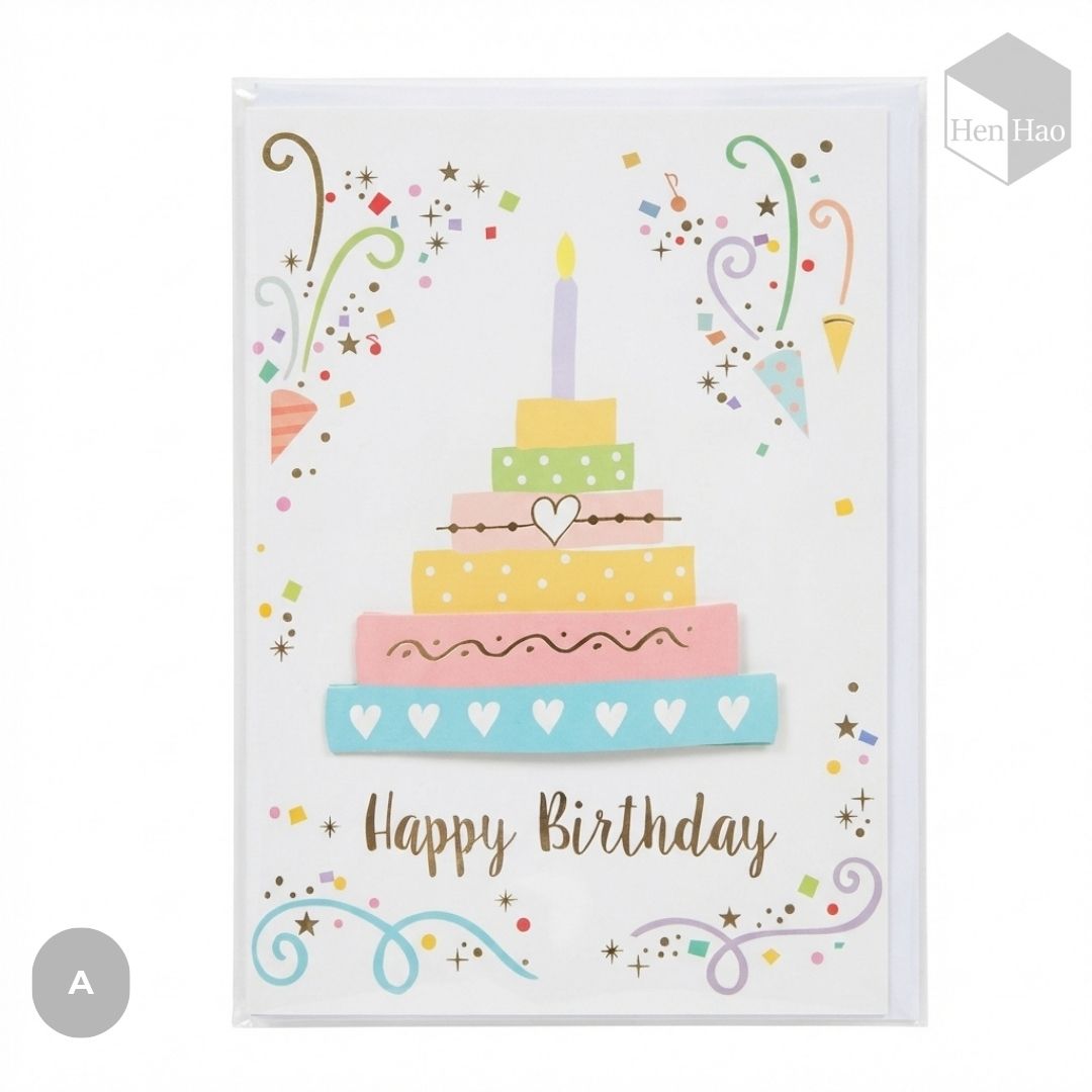 Tarjeta de felicitación de cumpleaños + Musical + Sobre de regalo